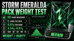 Japanese Storm Emeralda Pack Weight Test | 30 Packs Measured for SAR, SR, AR, RR & R